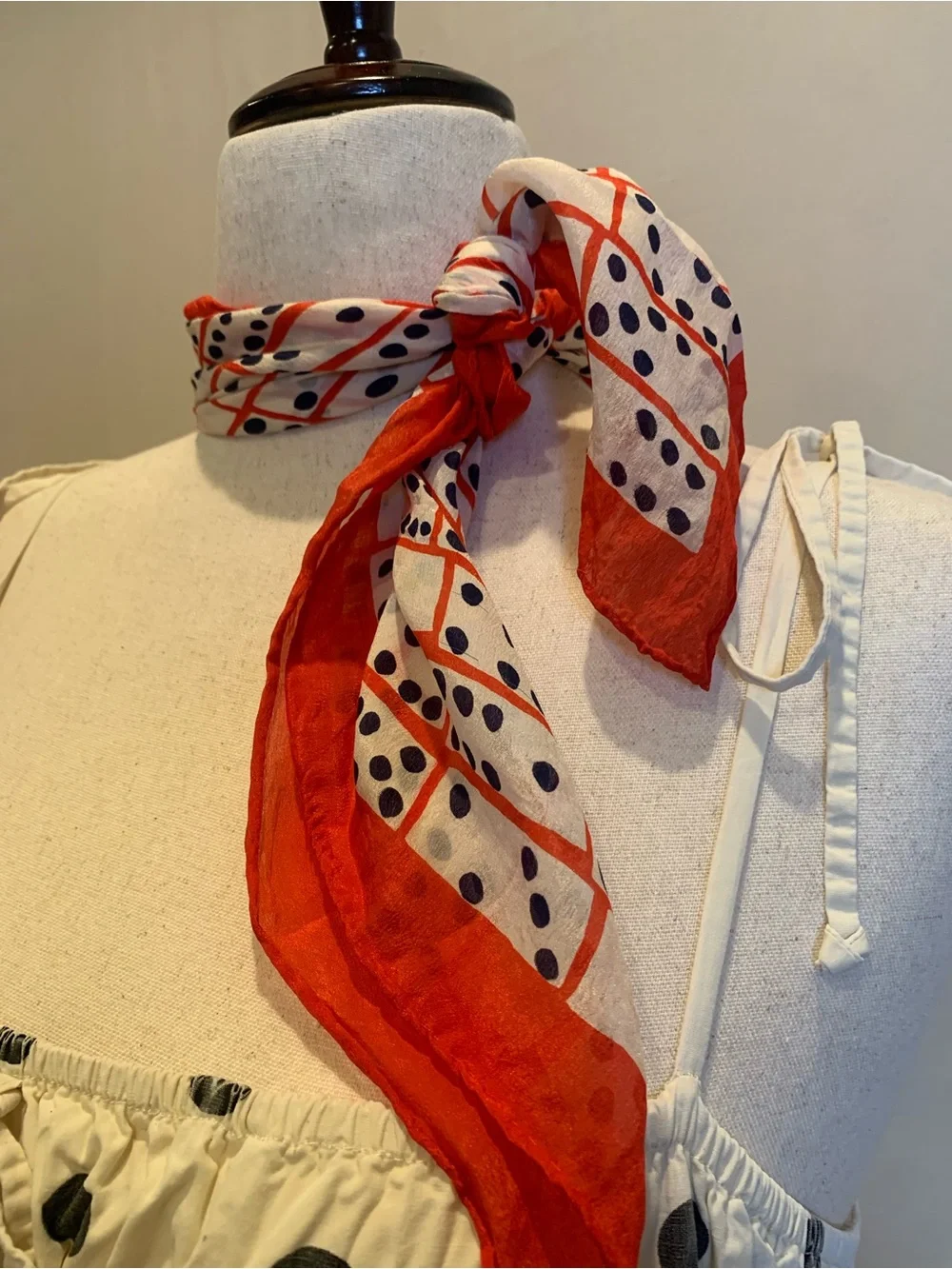 Vintage Bill Blass Silk Scarf Domino Print